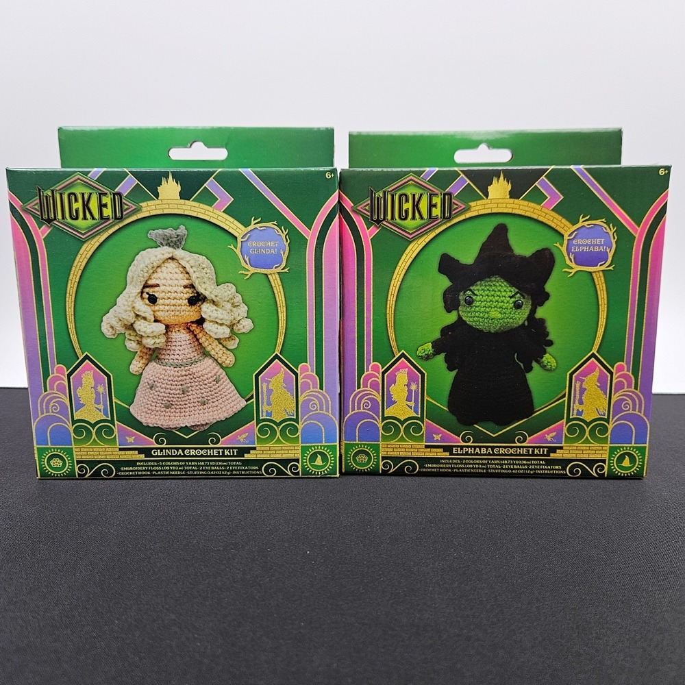 Wicked The Musical Crochet Kit Glinda Elphaba Craft Hobby Kit Bundle‎ of 2 New